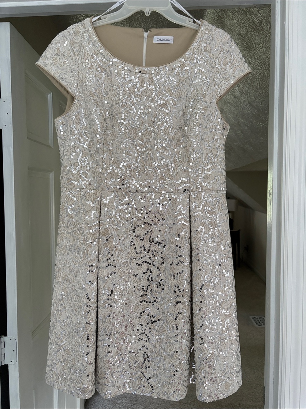 Calvin Klein Champagne Sequin Cocktail Dress